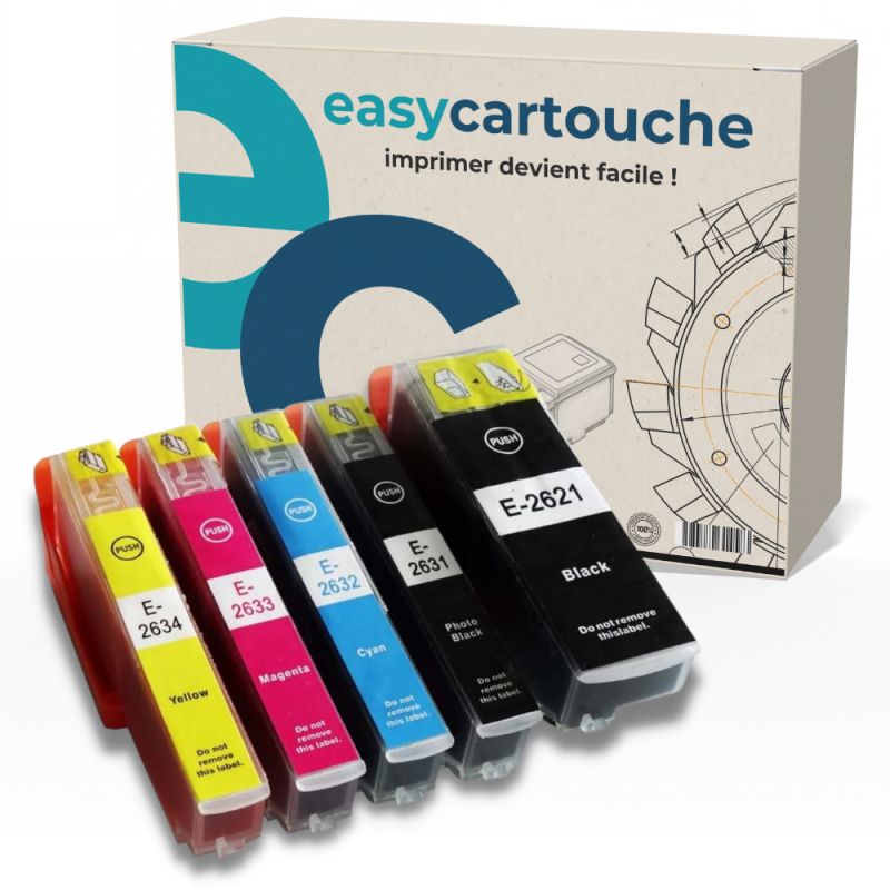 Pack de 5 cartuchos compatibles EPSON T26XL Pack de 5 cartuchos compatibles EPSON T26XL