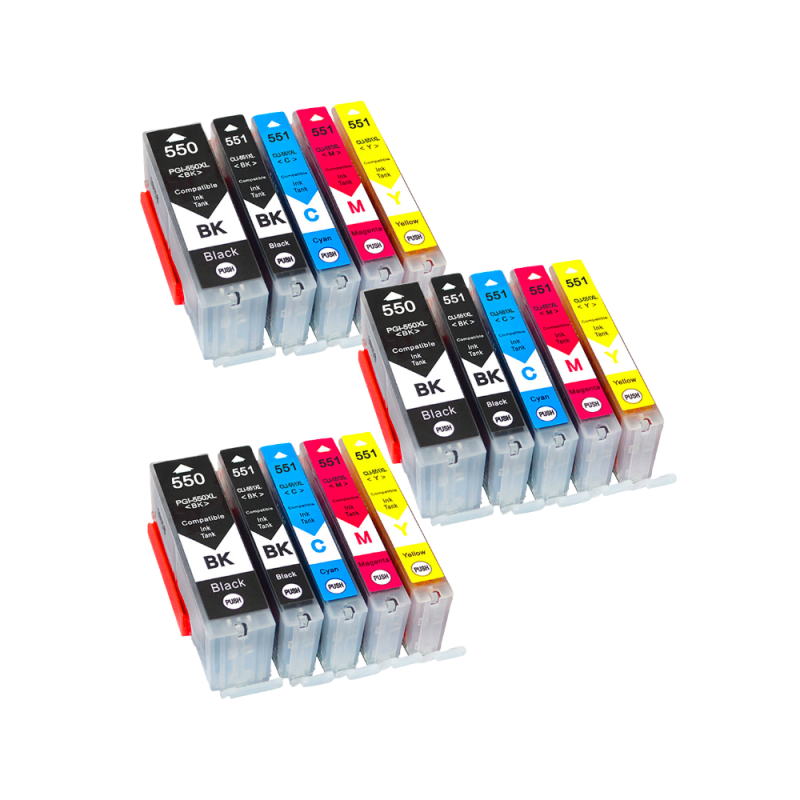 Pack 15 cartouches compatibles CANON PGI550/CLI551 XL Pack 15 cartouches compatibles CANON PGI550/CLI551 XL