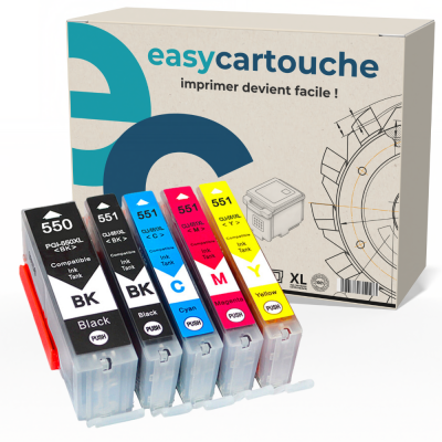 Pack 5 Cartouches Canon PGI-550&CLI-551 XL Compatibles | EasyCartouche