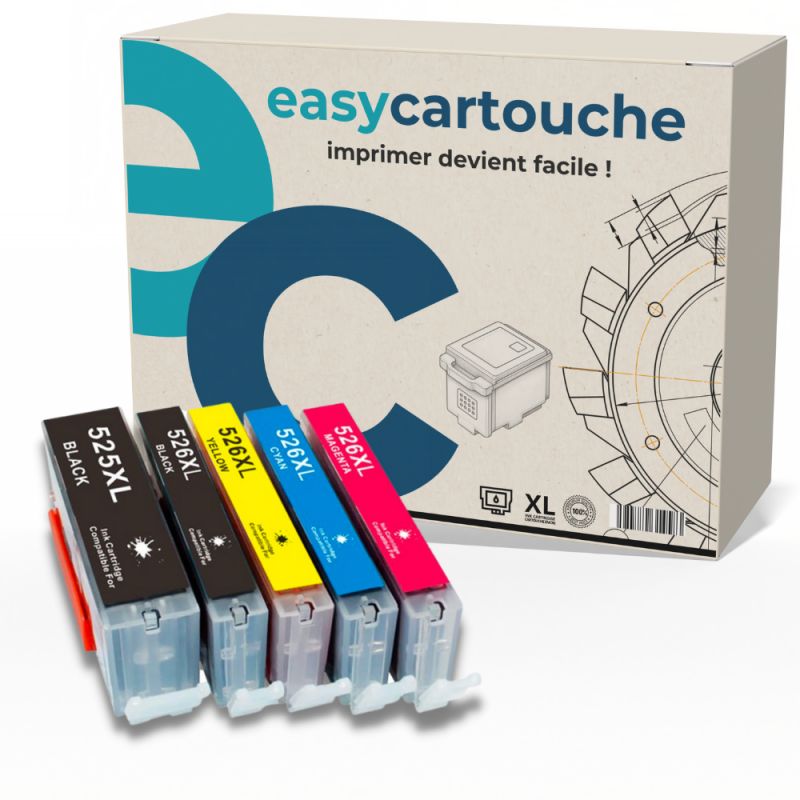 Pack de 5 cartuchos compatibles CANON PGI-525/CLI-526 Pack de 5 cartuchos compatibles CANON PGI-525/CLI-526