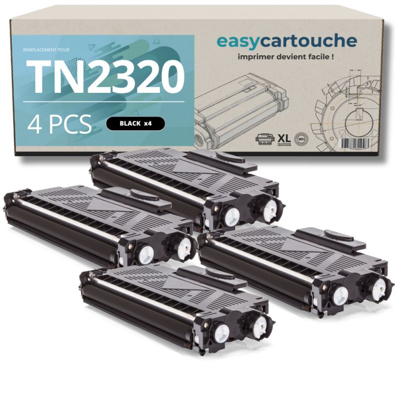 Pack de 4 toners compatibles BROTHER TN-2320 negro