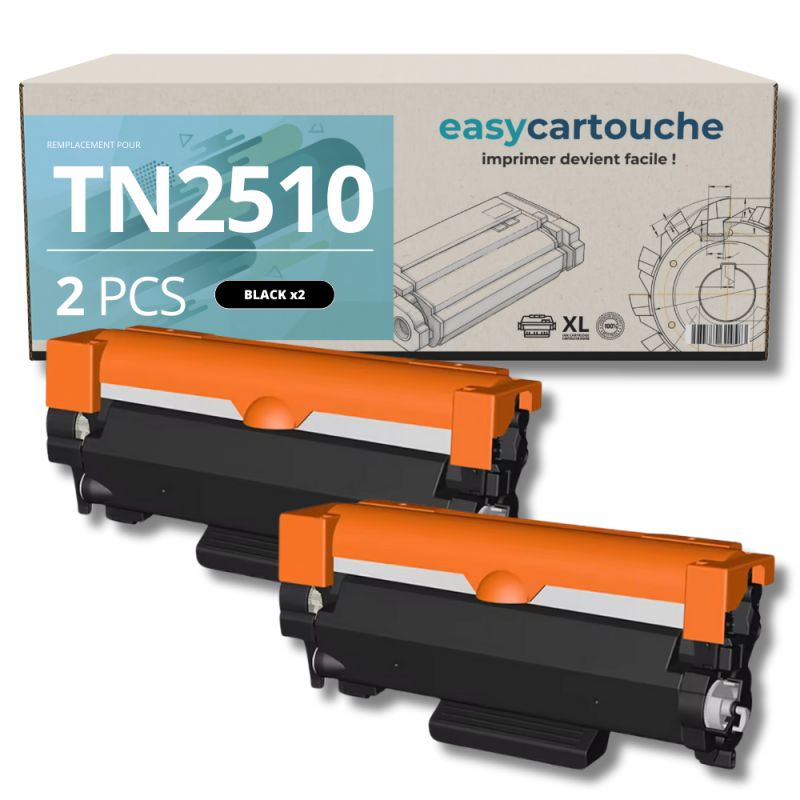 Pack de 2 Tóneres compatibles BROTHER TN2510XL negro