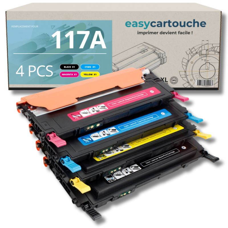 EASYCARTOUCHE Pack de 4 Toners compatibles HP 117A