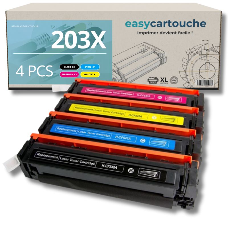 EASYCARTOUCHE Pack de 4 Toners compatibles HP 203X