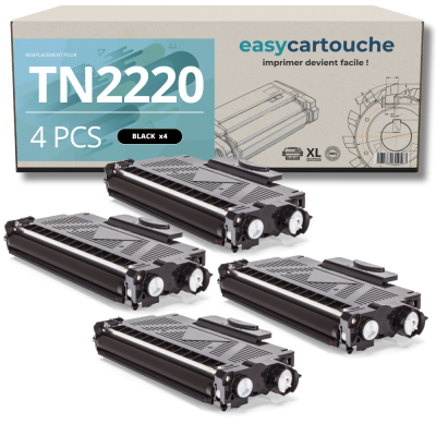 Pack de 4 toners compatibles BROTHER TN-2220 XL noir