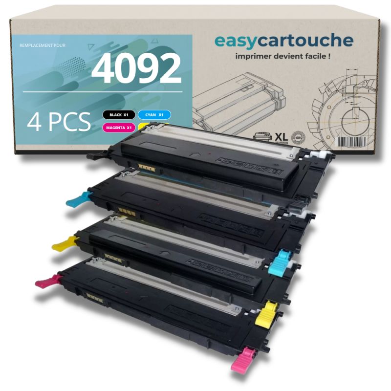 Pack de 4 toners compatibles SAMSUNG CLT-4072S/CLT-4092S (BK c m y)