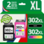 Pack compatible avec HP 302 XL noir et couleur - SANS NIVEAU ENCRE Pack compatible avec HP 302 XL noir et couleur - SANS NIVEAU ENCRE