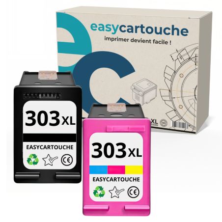 Pack compatible avec HP 303 XL (T6N04AE/T6N03AE) noir et couleur - sans niveau