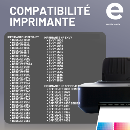 Pack 2 cartouches compatible avec HP 301 XL noir et couleur - Sans niveau encre