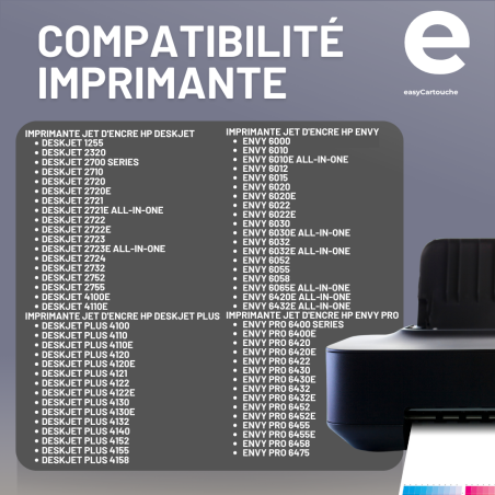Pack 2 cartouches compatibles HP 305XL SANS NIVEAU ENCRE noir et couleur