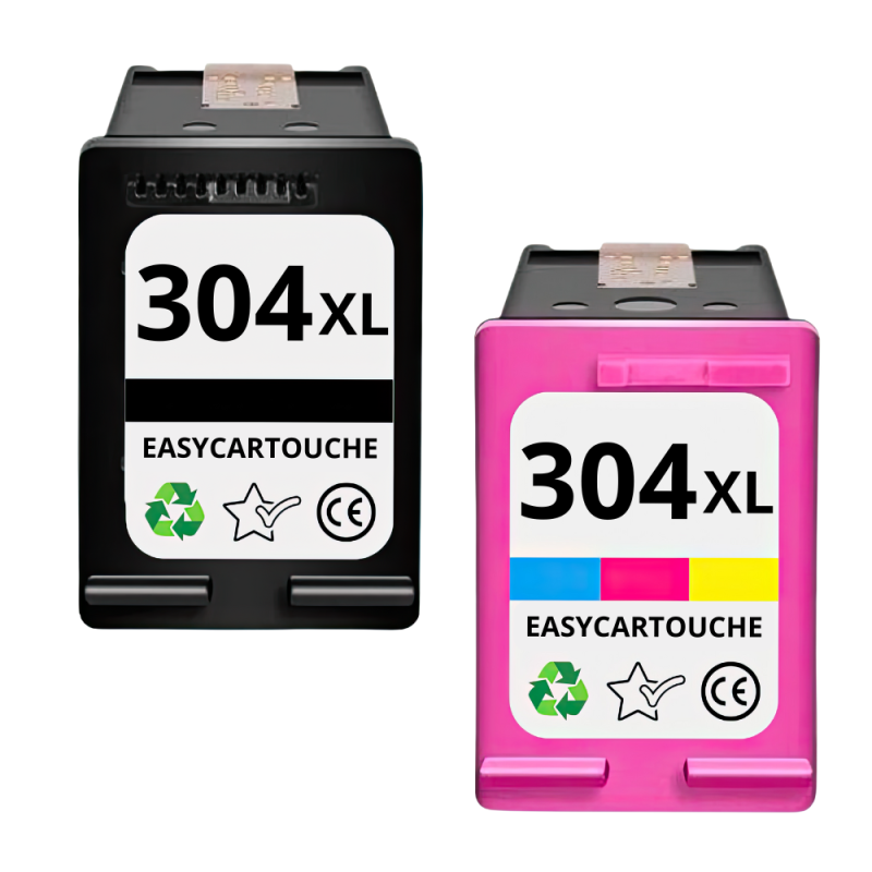 Pack 2 cartouches compatible avec HP 304 XL noir et couleur Pack 2 cartouches compatible avec HP 304 XL noir et couleur