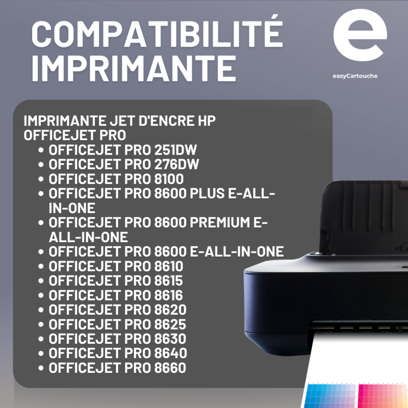 Lot Cartouches Encre Compatibles HP 950XL 951XL - 5 Pièces (2 Noir, Cyan, Magenta, Jaune)