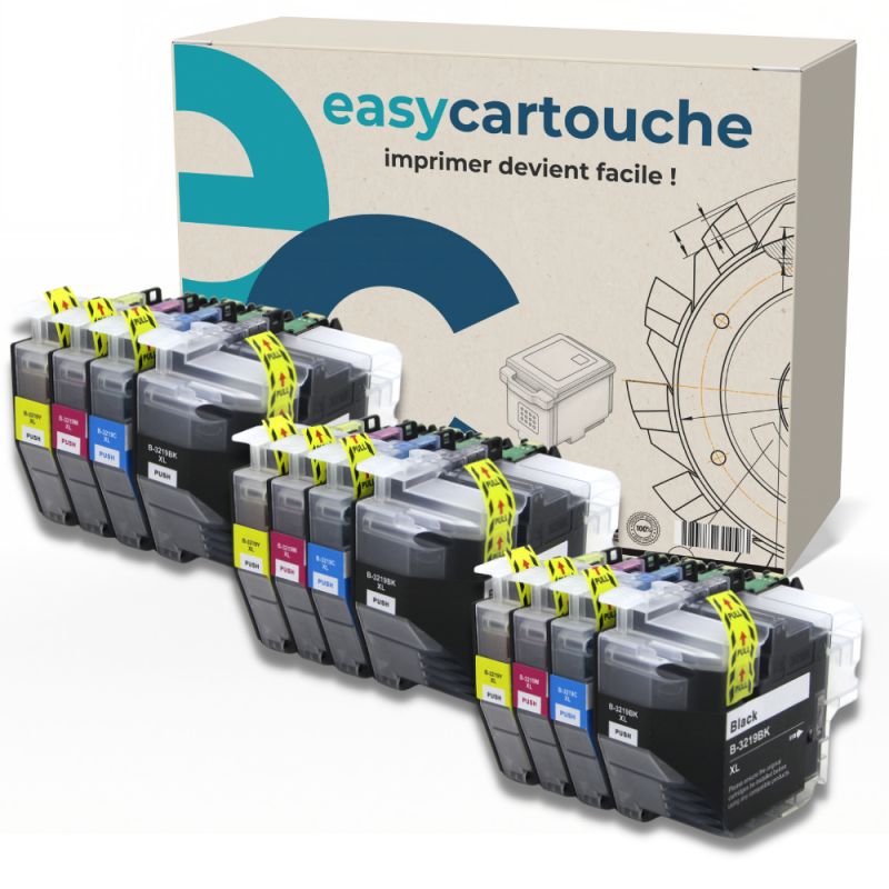 Pack de 12 cartuchos compatibles BROTHER LC3219 XL Pack de 12 cartuchos compatibles BROTHER LC3219 XL