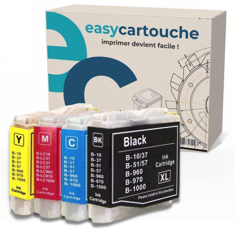EASYCARTOUCHE Pack 4 Cartouches compatibles BROTHER LC1000