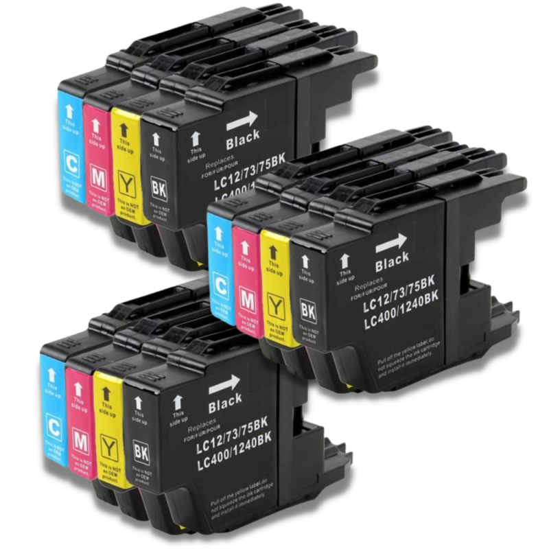 Pack compatible BROTHER LC1240/LC1280, 12 cartouches Pack compatible BROTHER LC1240/LC1280, 12 cartouches