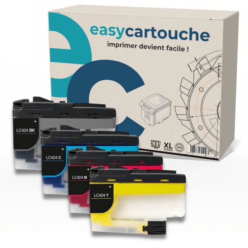 Pack 4 cartuchos compatibles BROTHER LC424XL