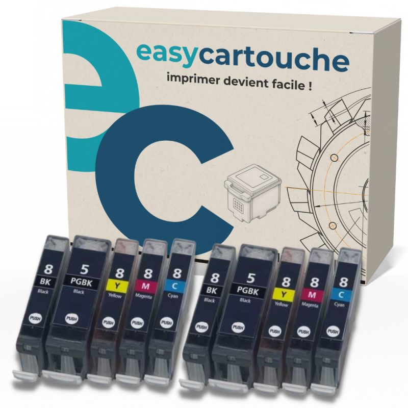 Pack de 10 cartuchos compatibles CANON PGI-5/CLI-8