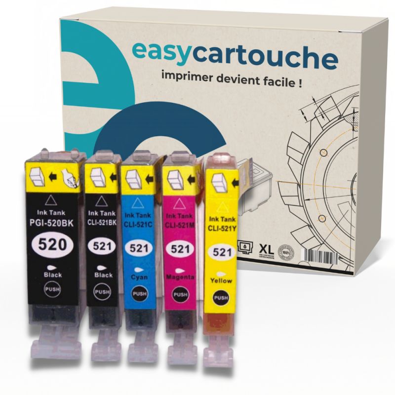 Pack 5 cartuchos compatibles CANON PGI-520/CLI-521 Pack 5 cartuchos compatibles CANON PGI-520/CLI-521