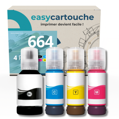 Pack compatible avec EPSON 664 ECOTANK, 4 bouteilles d'encre