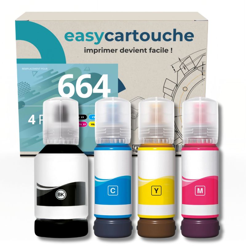 Pack compatible con EPSON 664 ECOTANK, 4 botellas de tinta Pack compatible con EPSON 664 ECOTANK, 4 botellas de tinta