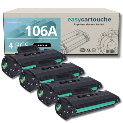 Pack de 4 Toners compatibles HP 106A noir