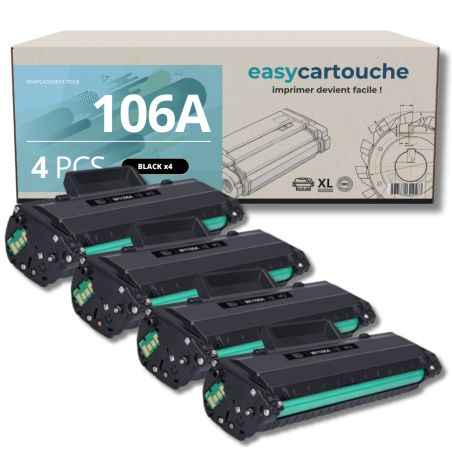 Pack de 4 Toners compatibles HP 106A noir