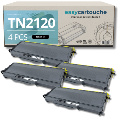 Pack de 4 toners compatible BROTHER TN2120 XL noir