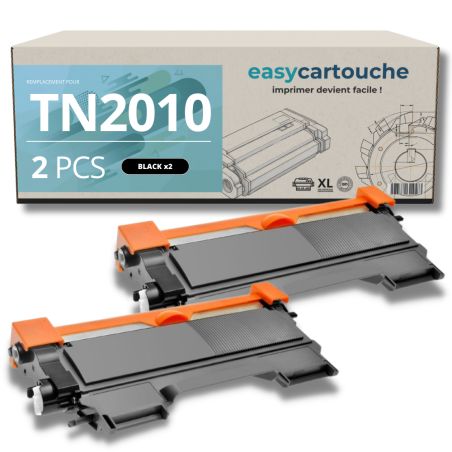 Pack de 2 toner compatibles BROTHER TN-2010 XL noir
