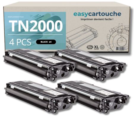 Pack de 4 toners compatible BROTHER TN-2000 noir