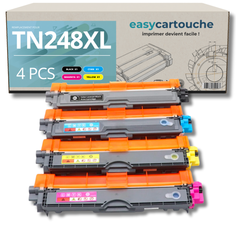 Pack 4 Toners compatible avec Brother TN248XL