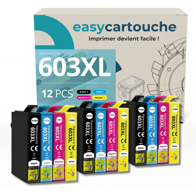 Pack de 12 cartuchos compatibles EPSON 603XL Pack de 12 cartuchos compatibles EPSON 603XL