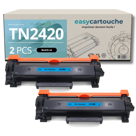 Pack 2 Toners Brother TN-2420 Noir Compatibles | EasyCartouche