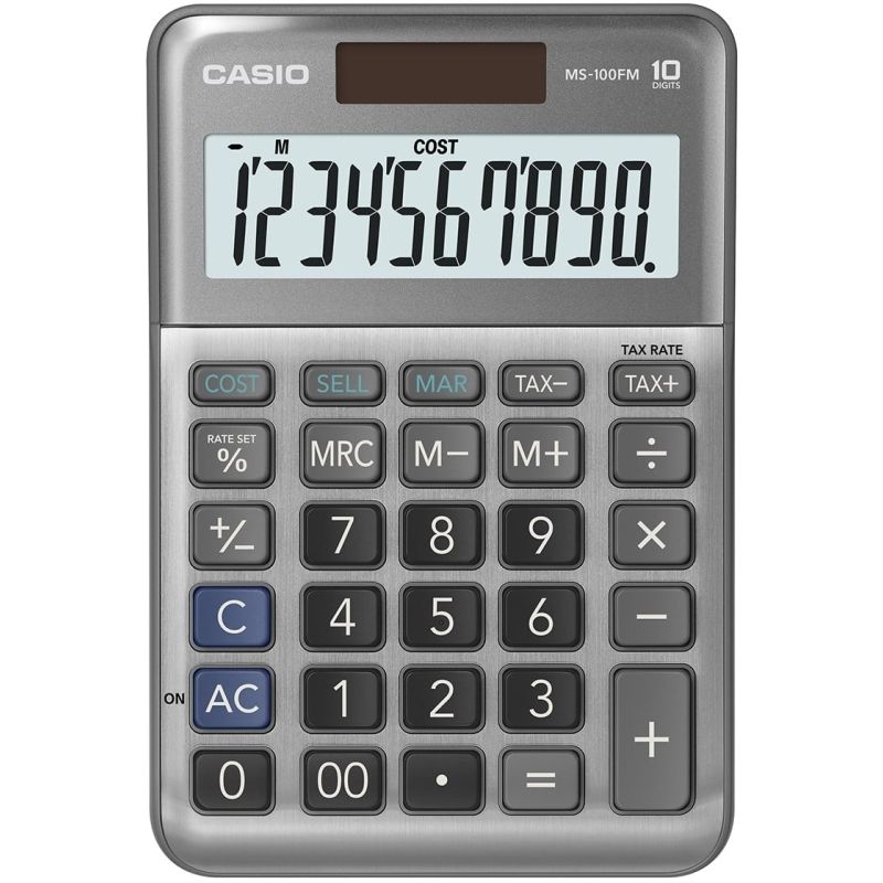Casio MS-100BM - Calculatrice de bureau - 10 chiffres - panneau solaire, pile Casio MS-100BM - Calculatrice de bureau - 10 chiffres - panneau solaire, pile