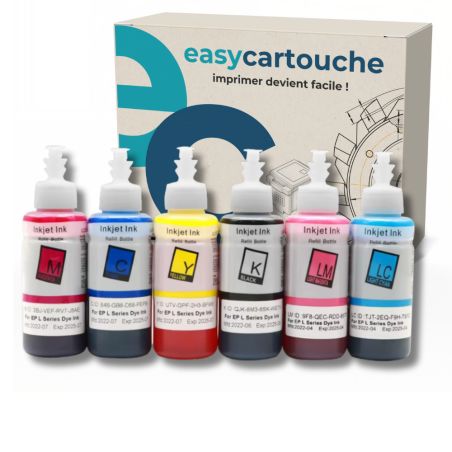 Pack compatible avec EPSON 673 ECOTANK, 6 bouteilles d'encre