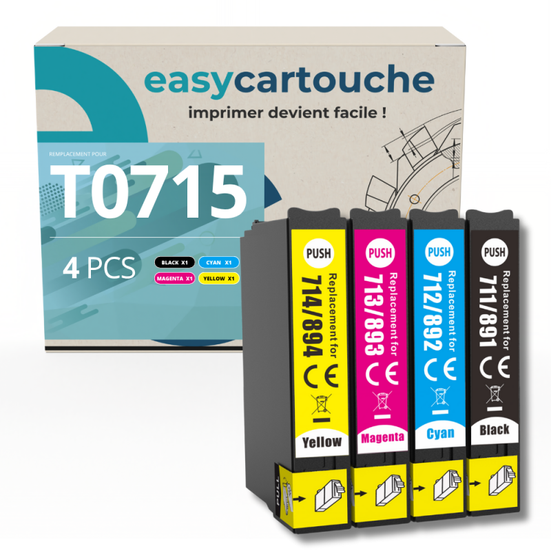 Pack de 4 Cartuchos compatibles EPSON T0715 Pack de 4 Cartuchos compatibles EPSON T0715