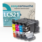 Pack compatible Brother LC521, 4 cartouches (remplace LC-521) Pack compatible Brother LC521, 4 cartouches (remplace LC-521)