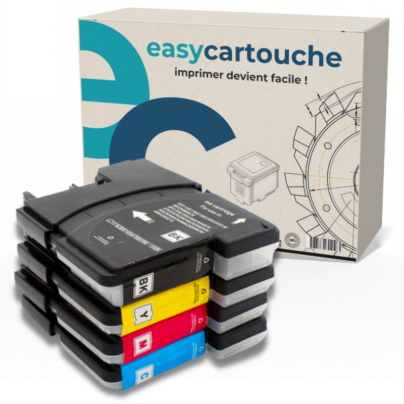 EASYCARTOUCHE Pack 4 Cartouches compatibles BROTHER LC980