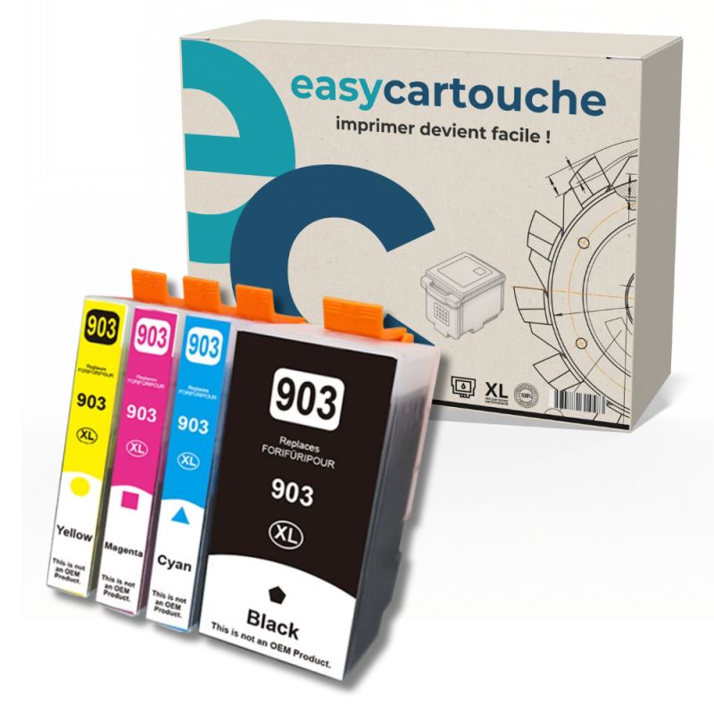 EASYCARTOUCHE Pack 4 cartouches compatibles HP 903XL