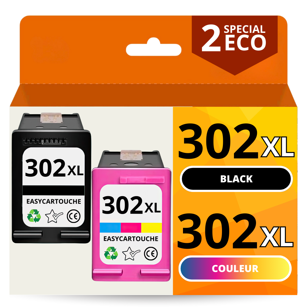 Pack de 2 cartouches compatibles Hp 302 XL noir et 302 XL couleurs - BURO  REUNION