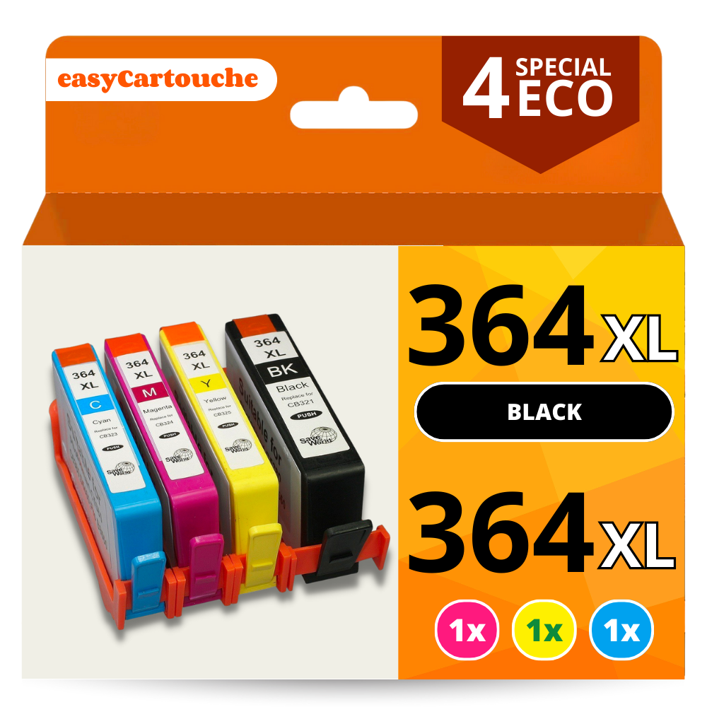 Marque 123encre remplace HP 364XL multipack noir + couleur  cyan/magenta/jaune
