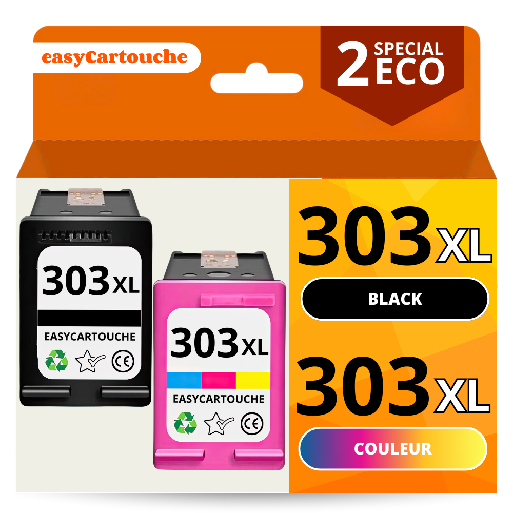 Pack 2 cartouches compatibles HP 303XL noir et couleur Pack de 2 cartouches  compatible