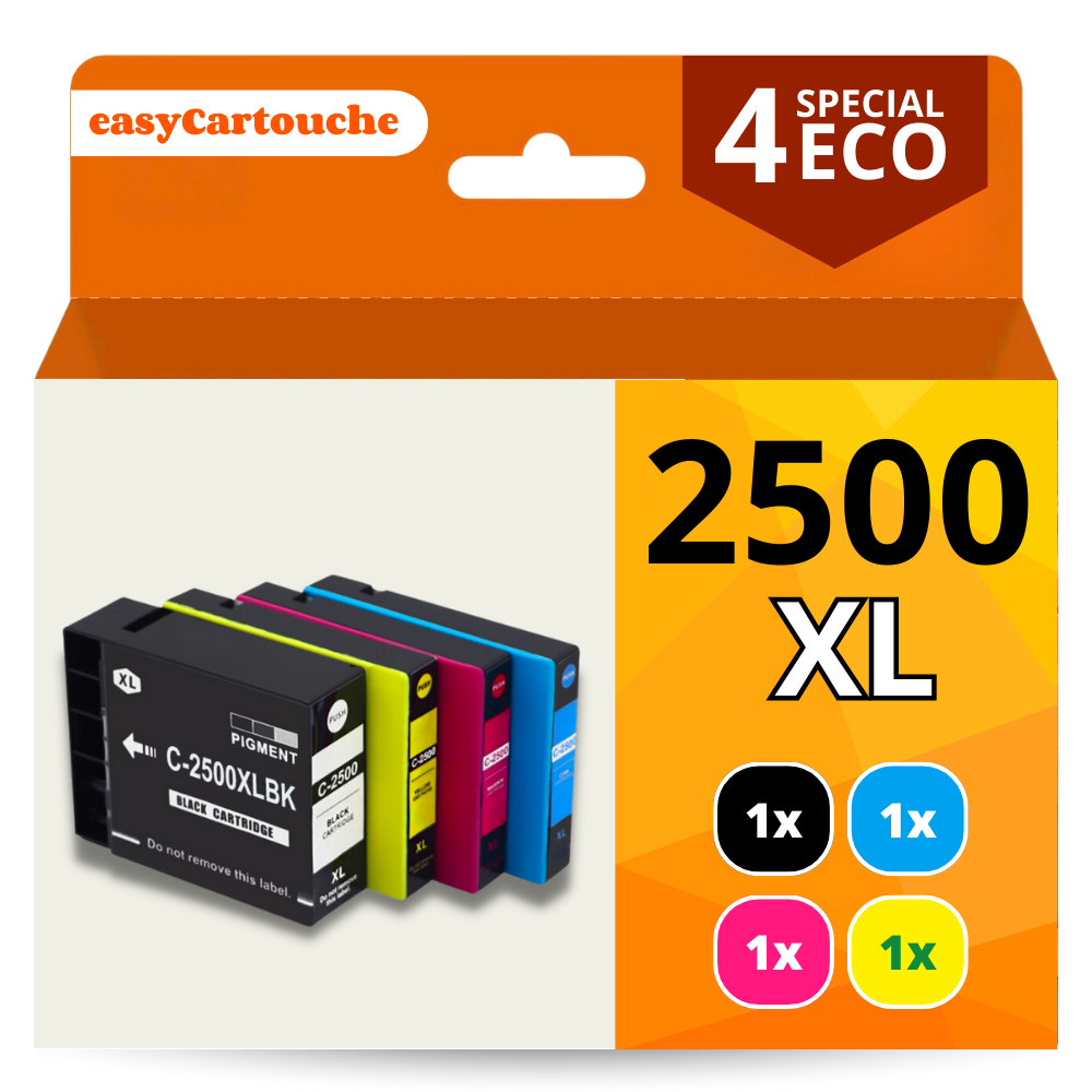 Pack 4 Cartouches compatibles CANON PGI-2500XL Pack de 4